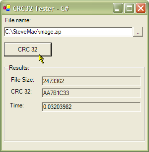CRC32 Test Application (C# Version)