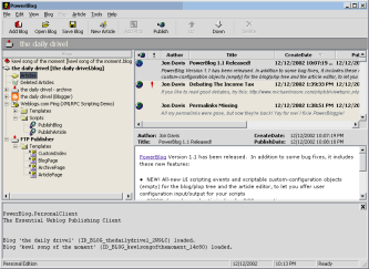 Powerblog authoring screen