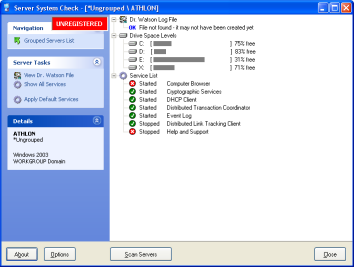 Server details view