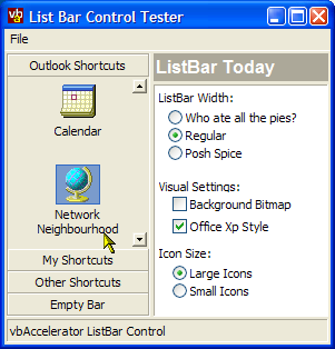 ListBar Control Tester