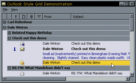 S-Grid, Outlook Style Demonstration Showing Grouping