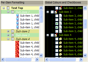 Two TreeView controls  with customised colouring