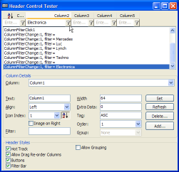 Header Control Demonstration