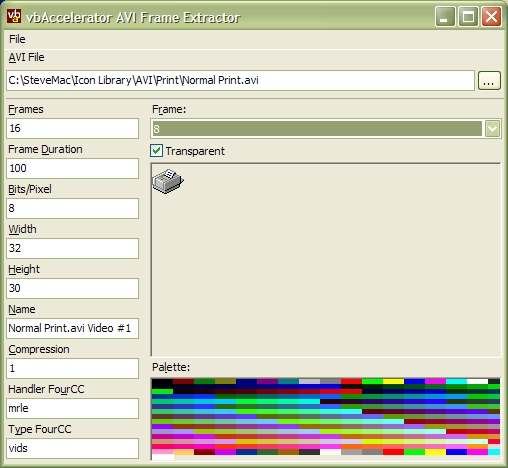 AVI Frame Extraction demonstration application