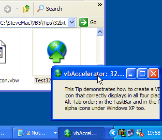 Sample Application Running under XP