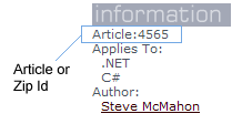 Article and Zip Information Detail